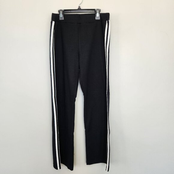 Boston Proper Size PM Pull On Straight Leg Pants Womens Stripe Black Sweatpants - Picture 1 of 5